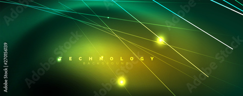 Vector neon light lines concept, abstract background