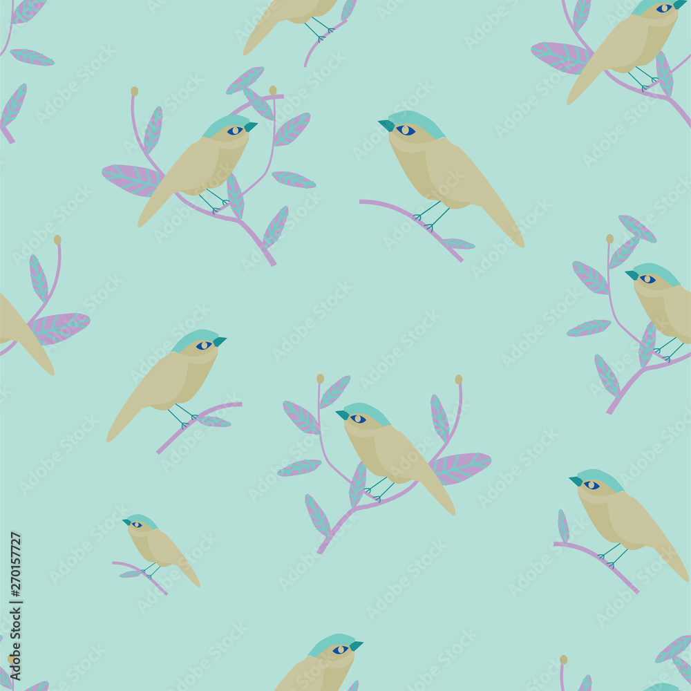 lovebird seamless pattern hand drawn vector