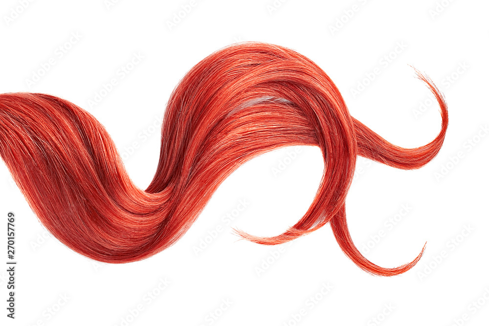 Red hair isolated on white background. Long wavy ponytail Red hair isolated on white background. Long wavy ponytail