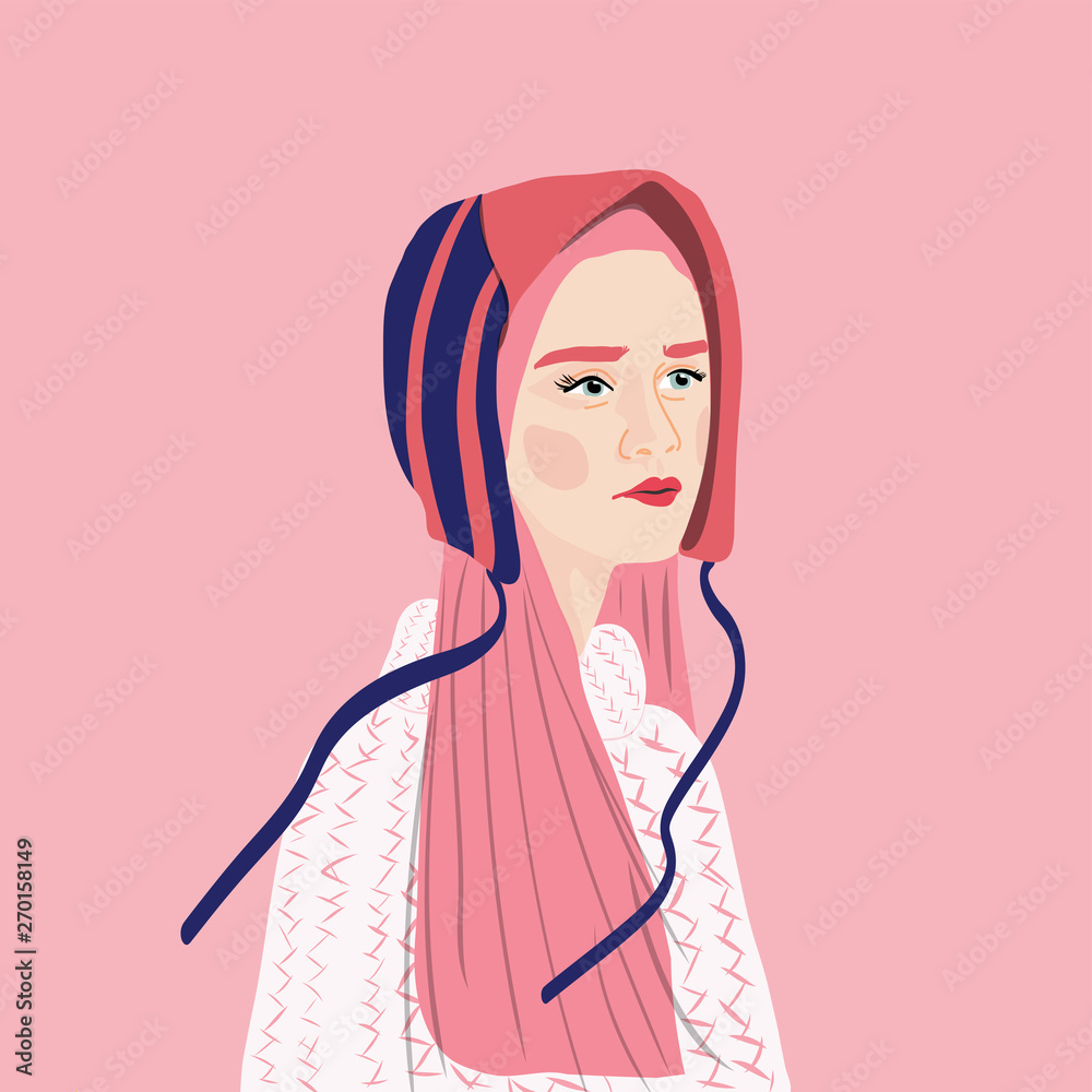 Flat girl long hair outdoor vector illustration Flat girl long hair outdoor vector illustration