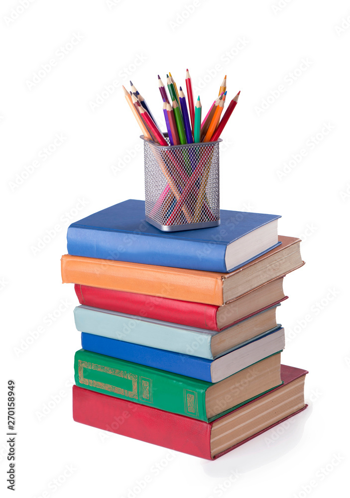 Books and pencil for school isolated Books and pencil for school isolated