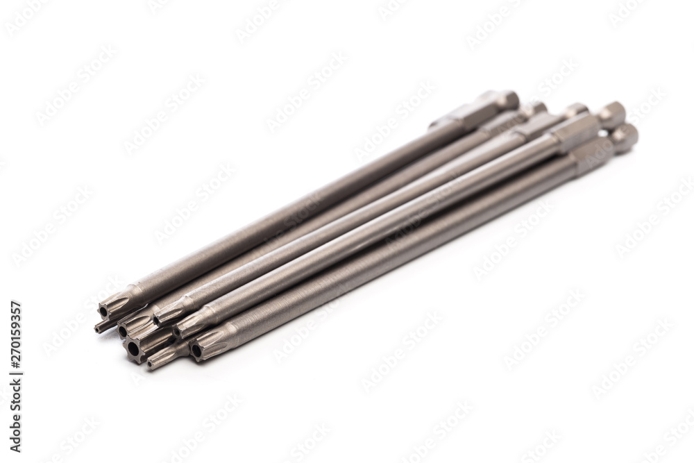 Sets of screwdriver bits (heads, tips ), isolated on white - Image Sets of screwdriver bits (heads, tips ), isolated on white - Image