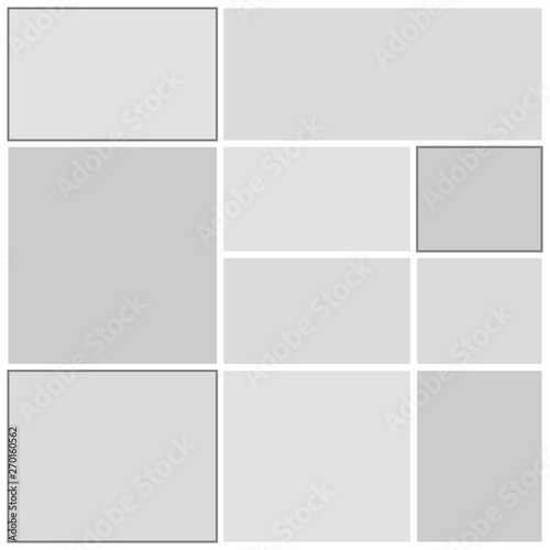 Ten frames for photos and pictures, photo collage, photo puzzle.Vector Illustration