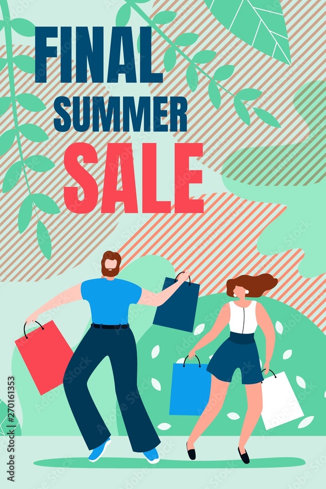 Obraz premium Flat Banner is Written Final Summer Sale Cartoon.