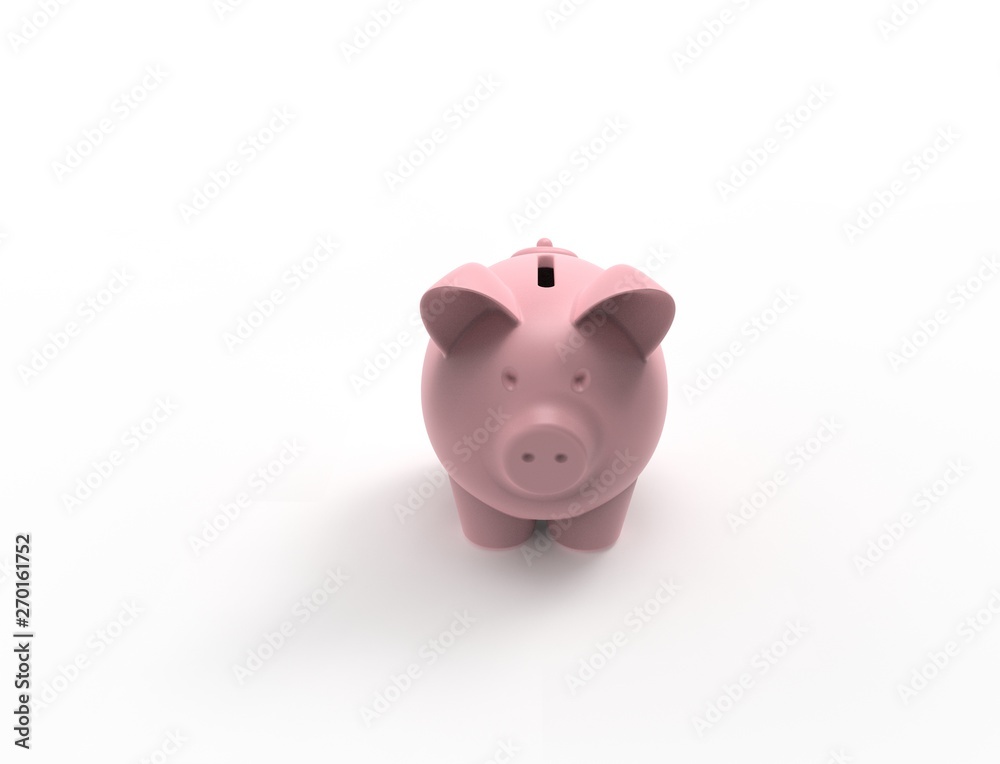 3D rendering of a pink piggy bank isolated in white background.