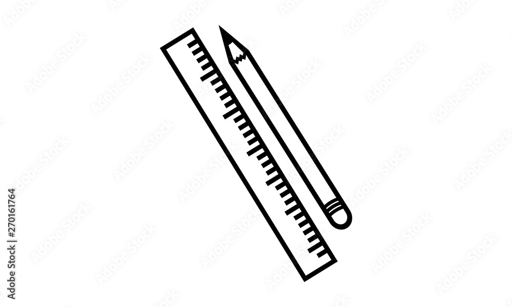 Pencil and ruler icon - Vector 