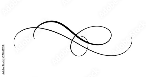 Vector calligraphy element flourish. Hand drawn divider for page decoration and frame design illustration swirl ornament. Decorative for wedding cards and invitations