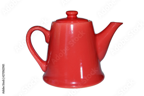 red teapot on isolated white background