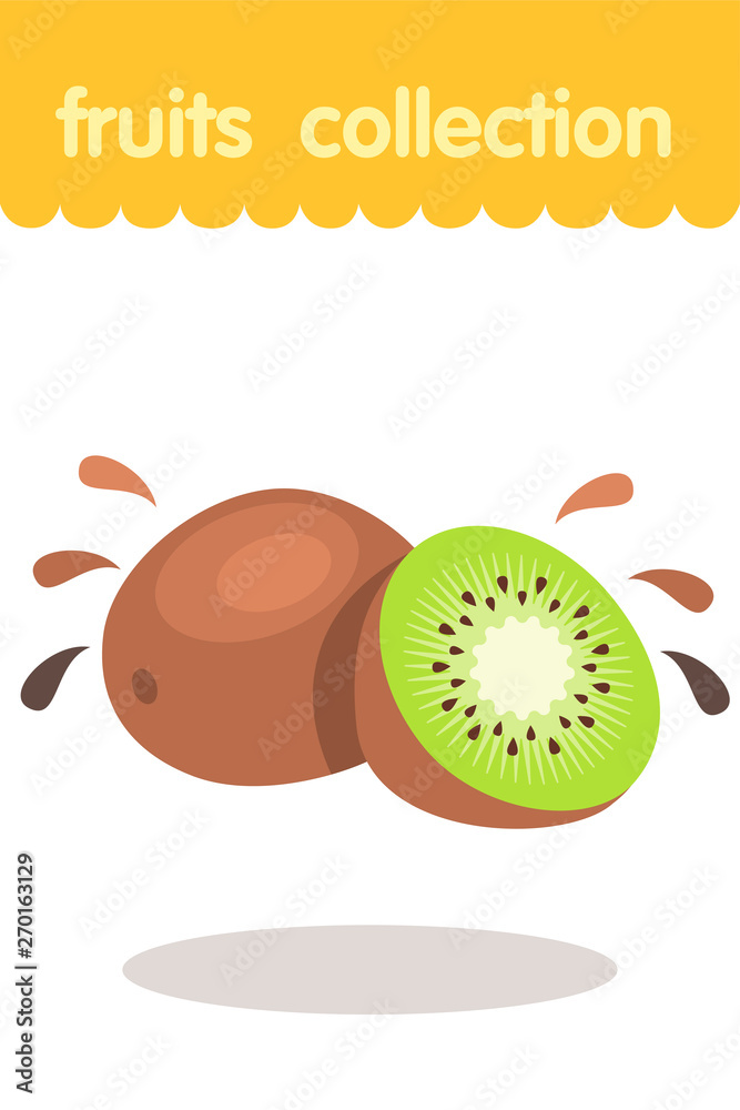 Fruit illustration. Flat style icon. Kiwi vector cartoon design, EPS 10 editable vector.