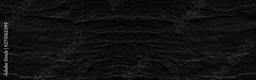 Panorama of Natural black stone texture and background