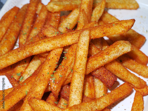 French Fries Potato Cooking Deep Fried in Hot Oil