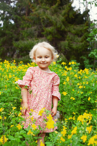 cute little girl in a flower dress