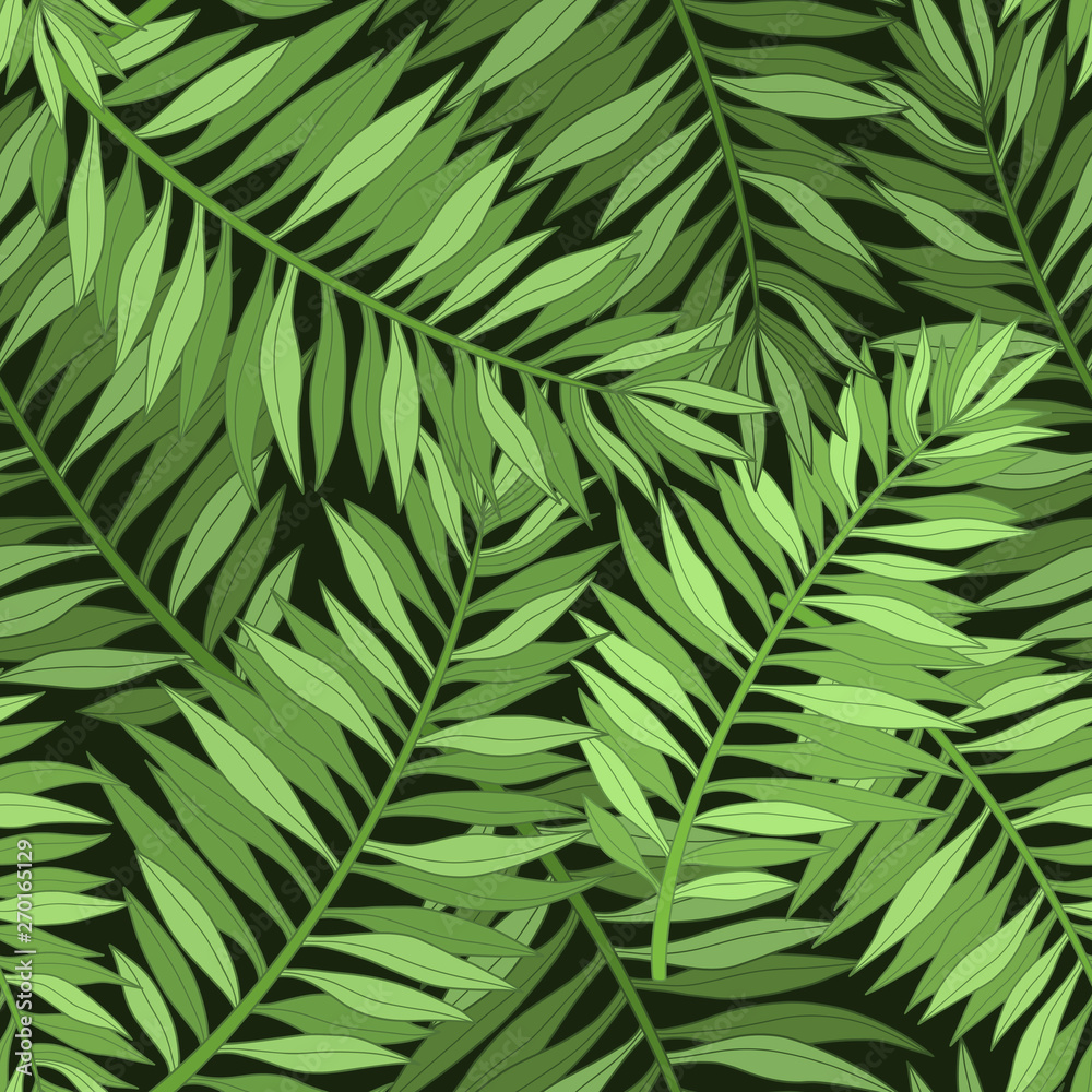 Seamless pattern of the palm branches.