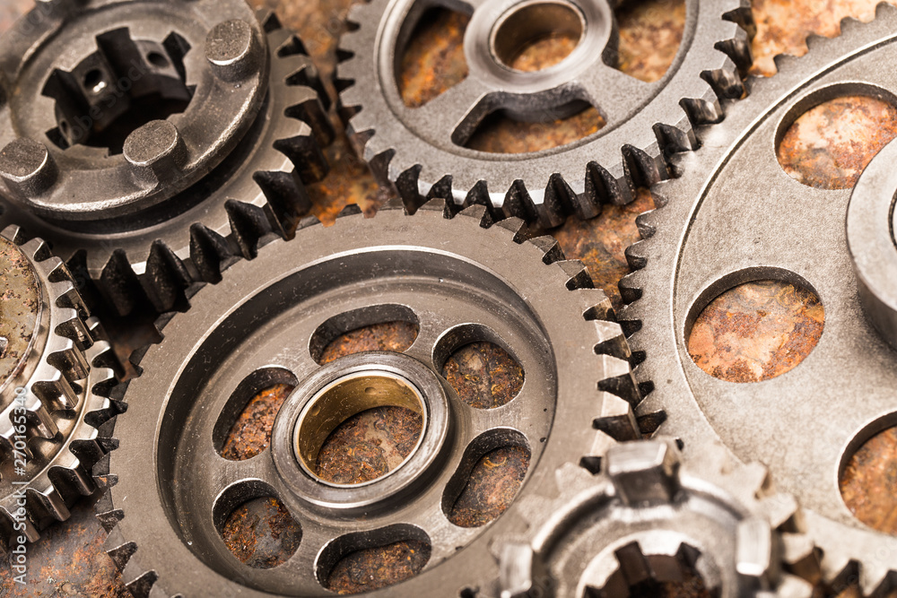 Various car parts and accessories, on metal background - Image Various car parts and accessories, on metal background - Image