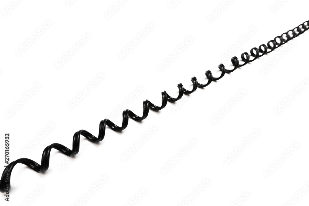 Black curl power cable socket isolated on white background Black curl power cable socket isolated on white background