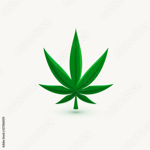 Hemp leaf, marijuana symbol, cannabis herb, isolated vector icon, logo template.