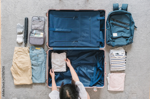 flatlay of luggage to travel