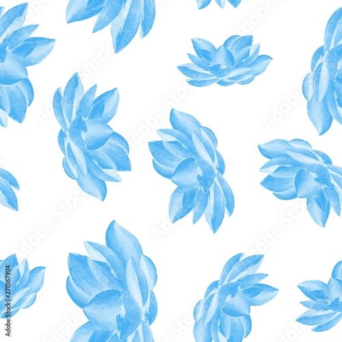 Watercolor lotus flower seamless vector pattern