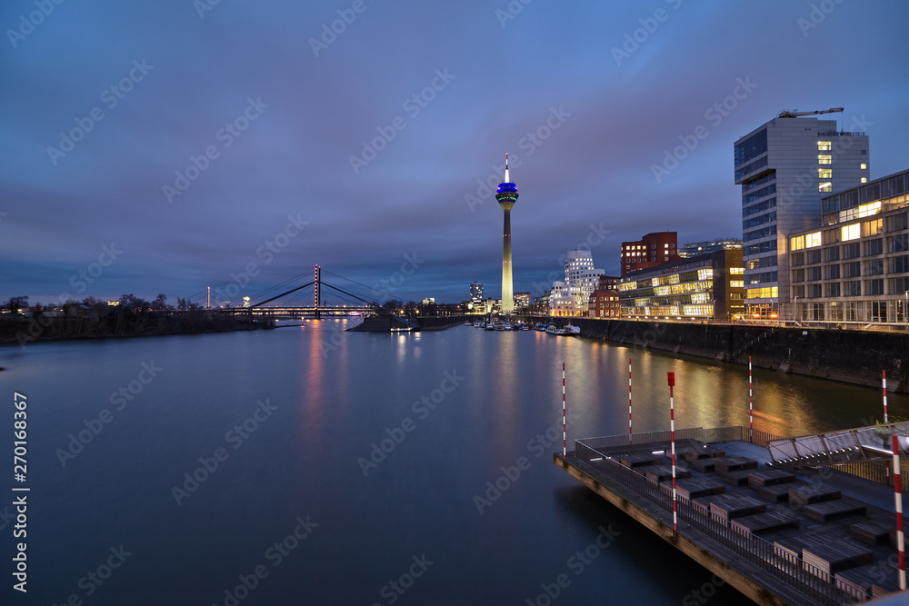 View on Media Harbour in the Blue Hour