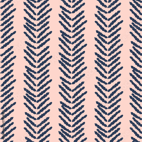 Herringbone blue and pink hand drawn simple seamless texture.