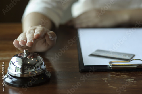 Hotel reception counter desk with service bell