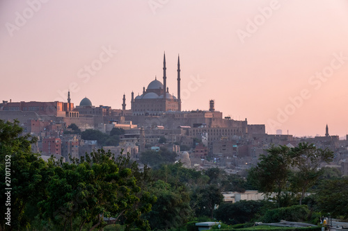 The Mosque of Muhammad Ali in Cairo Egypt at sunset