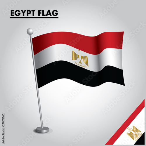 EGYPT flag icon. National flag of EGYPT on a pole
