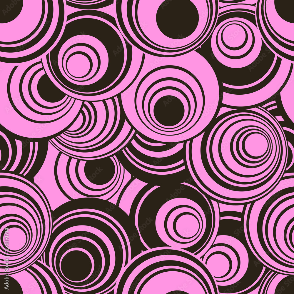 abstract geometric seamless pattern with concentric circles in black and pink abstract geometric seamless pattern with concentric circles in black and pink