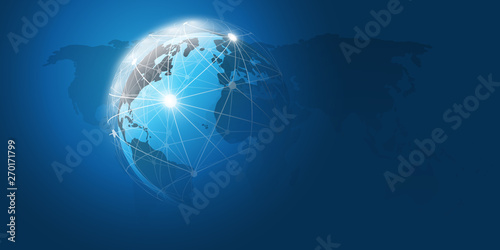      Cloud Computing and Networks Concept with Earth Globe - Abstract Global Digital Connections, Technology Background, Creative Design Element Template 