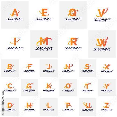 Set of Font with Planet Logo Design Concepts. Letter Logo Icon Vector Template. Icon Symbol.