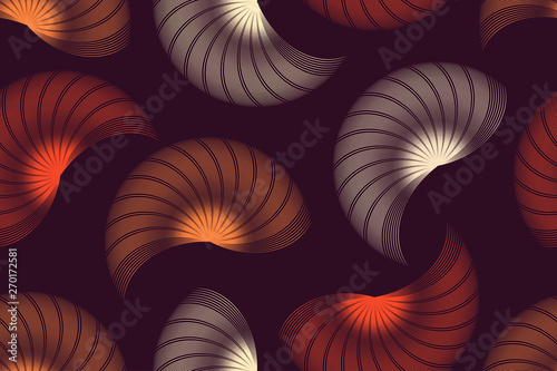 abstract wired shells floating seamless pattern in retro copper shades