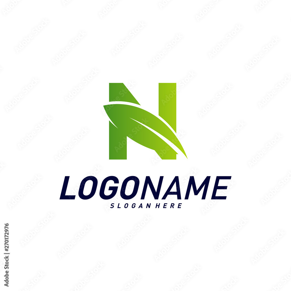 Font with Leaf Logo Design Concepts. Nature Letter N Logo Icon Vector Template. Icon Symbol. Font with Leaf Logo Design Concepts. Nature Letter N Logo Icon Vector Template. Icon Symbol.