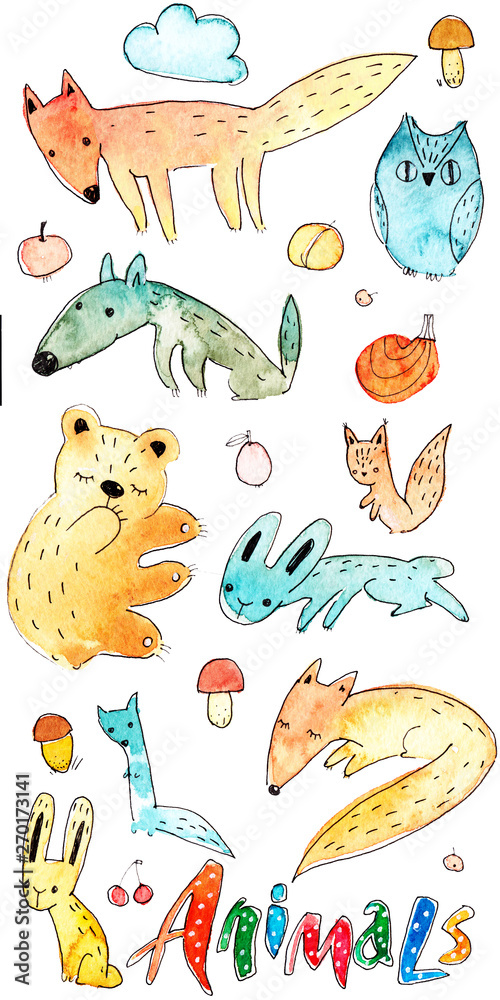 Obraz hand drawing illustration doodle animals for children