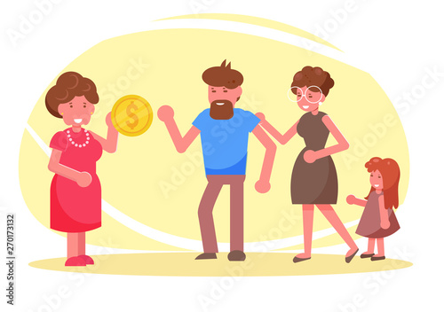 Charity. Donations, money, fund for the poor Vector. Cartoon. Isolated art