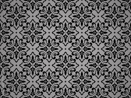Wallpaper in the style of Baroque. Seamless vector background. Black floral ornament. Graphic pattern for fabric, wallpaper, packaging. Ornate Damask flower ornament
