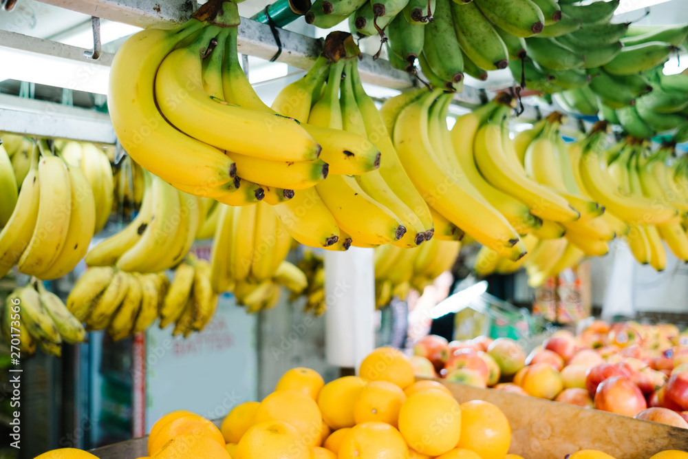 Banana hanging in market