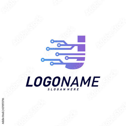 Font with Technology Logo Design Concepts. Technology Letter J Logo Icon Vector Template. Icon Symbol. © shuttersport