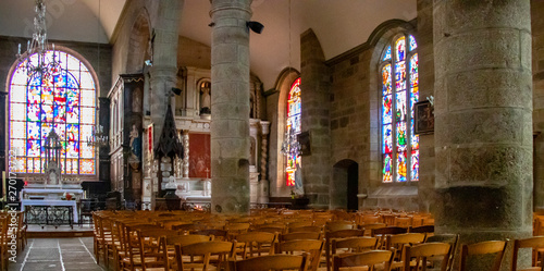 Moncontour. Intérieur de l'église saint Mathurin. Côtes-d'Armor. Bretagne