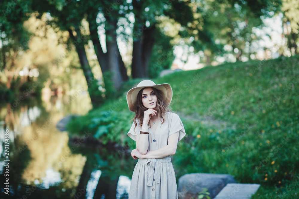 Romantic woman lifestyle looking at camera Romantic woman lifestyle looking at camera