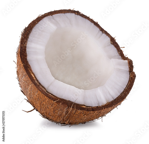 half coconut isolated on white background clipping path