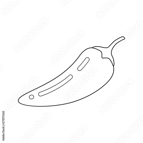 Icono plano lineal pimiento chile picante en color negro