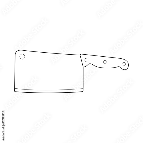 Icono plano lineal cuchillo carnicero en color negro