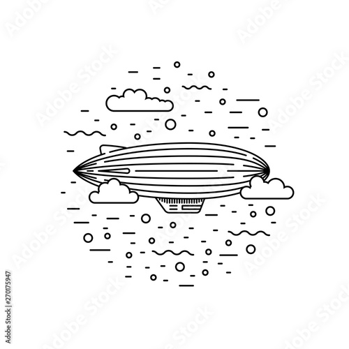 Dirigible and hot air balloons airship outline vector