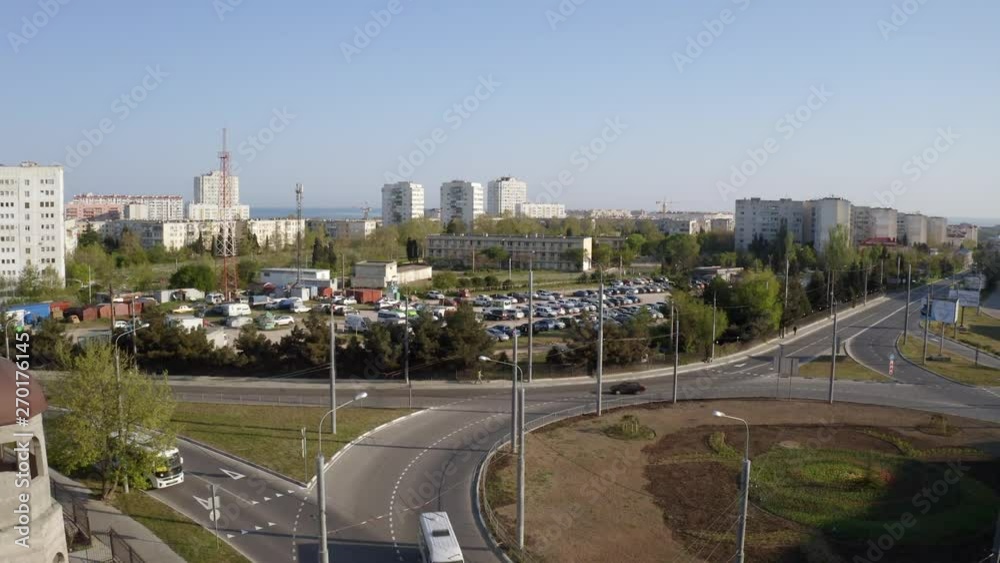 Aerial of a roundabout in central Sevastopol, Crimea Aerial of a roundabout in central Sevastopol, Crimea