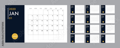 Calendar 2020 template planner vector diary in a minimalist style