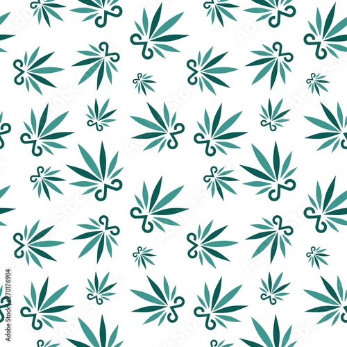 Marijuana leaf and scossors seamless vector pattern