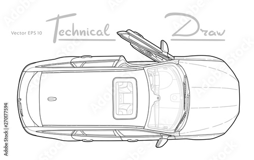 Car from top view vector. Flat design auto.
