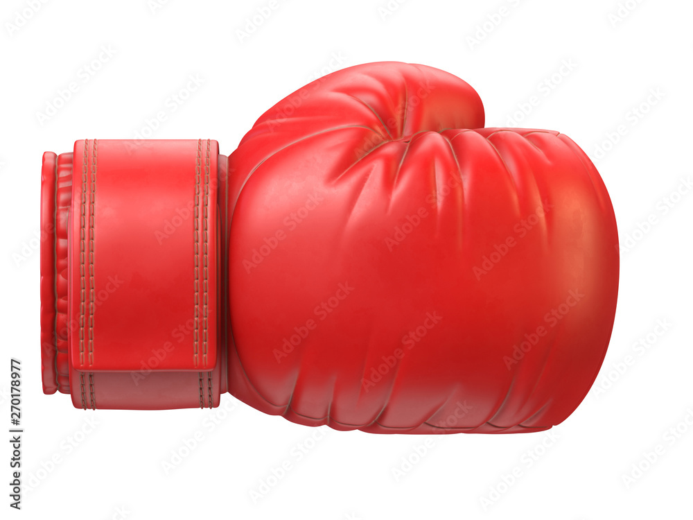 Red boxing glove isolated on white background 3d rendering