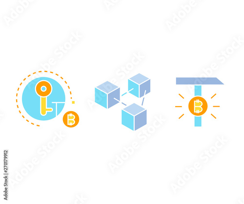 digital currency and bitcoin technology concept icons