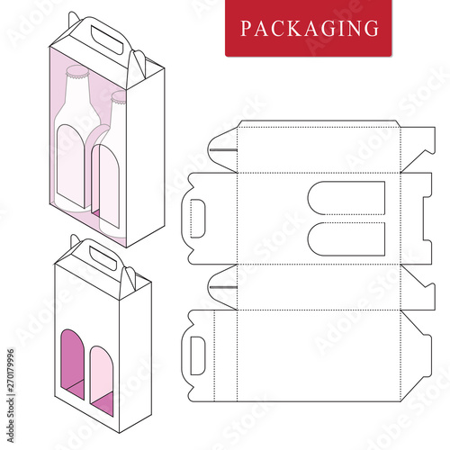 Packaging for  can bottle.Vector Illustration of Box.Package Template. Isolated White Retail Mock up.